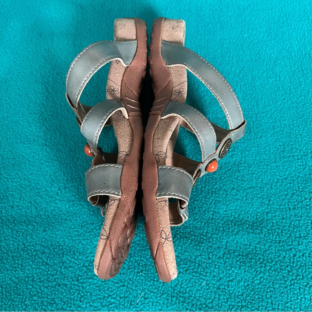 Taos Prize 3 Blue Gray Sandals with Orange Accents Sz 7 - Picture 2 of 10